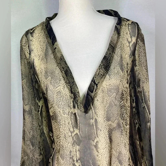 Show Me Your Mumu Dress Python Snake Sheer Black Vneck Dress Size Medium - Picture 3 of 11